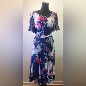 Harper‎ Rose- Blue and Pink Floral Midi Dress Size 12